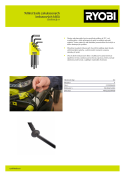 RYOBI RHFHKB-9 9dílná Sada zakulacených imbusových klíčů 5132006698 A4 PDF