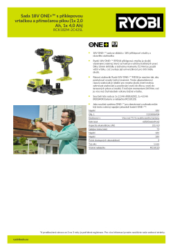 RYOBI RCK182M Sada 18V ONE+™ s příklepovou vrtačkou a přímočarou pilou (1x 2,0 Ah, 1x 4,0 Ah) 5133006904 A4 PDF