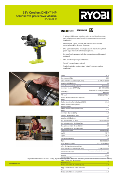 RYOBI RPD18X1 18V Cordless ONE+™ HP bezuhlíková příklepová vrtačka 5133006610 A4 PDF