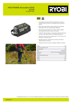 RYOBI RY36BET80A MAX POWER Akumulátor EDGE 8,0 Ah 5133006606 A4 PDF