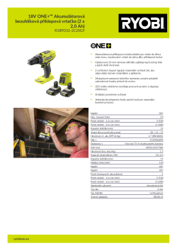 RYOBI R18PD32 18V ONE+™ Akumulátorová bezuhlíková příklepová vrtačka (2 x 2,0 Ah) 5133006898 A4 PDF