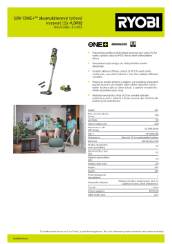 RYOBI RSVS18BL 18V ONE+™ akumulátorový  tyčový vysavač  (1x 4,0Ah) 5133006508 A4 PDF
