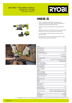 RYOBI RAG18BL 18V ONE+™ Bezuhlíková úhlová bruska (1 x 4,0 Ah) 5133006854 A4 PDF