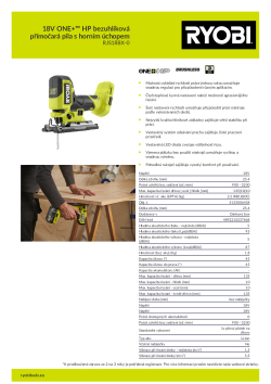 RYOBI RJS18BX 18V ONE+™ HP bezuhlíková přímočará pila s horním úchopem 5133006438 A4 PDF