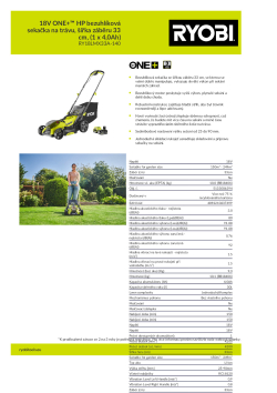 RYOBI RY18LMX33A 18V ONE+™ HP bezuhlíková sekačka na trávu, šířka záběru 33 cm,  (1 x 4,0Ah) 5133006394 A4 PDF