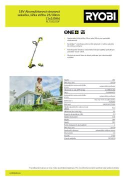 RYOBI RLT1832 18V Akumulátorová strunová sekačka, šířka střihu 25/30cm (1x5.0Ah) 5133004472 A4 PDF
