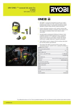 RYOBI RAV1805 18V ONE+ ™ vysavač do auta (1x 2.0Ah) 5133007048 A4 PDF