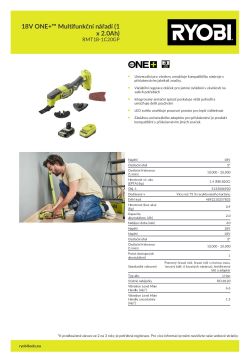 RYOBI RMT18 18V ONE+™ Multifunkční nářadí (1 x 2.0Ah) 5133006920 A4 PDF