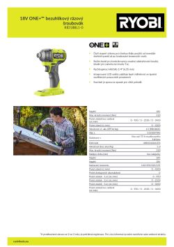 RYOBI RID18BL1 18V ONE+™ bezuhlíkový rázový šroubovák 5133007096 A4 PDF