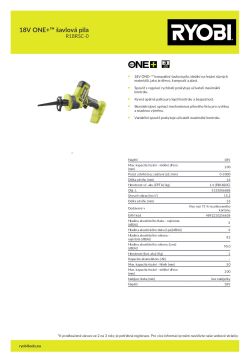 RYOBI R18RSC 18V ONE+™ šavlová pila 5133006888 A4 PDF