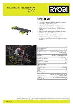 RYOBI RALC18 Servisní lehátko s osvětlením 18V ONE+ ™ 5133007046 A4 PDF