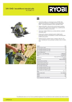 RYOBI RCS18BL1 18V ONE+ bezuhlíková okružní pila 5133007037 A4 PDF