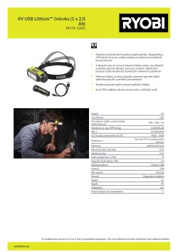 RYOBI RHT4 4V USB Lithium™ čelovka (1 x 2,0 Ah) 5133006810 A4 PDF