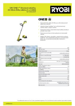 RYOBI OLT1832 18V ONE+™ Strunová sekačka, 25/30cm Šířka záběru (1 x 2.0Ah) 5133007026 A4 PDF