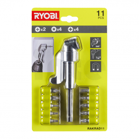 RYOBI RAKRAD11 Sada adaptéru pro pravoúhlou vrtačku a šroubovacích bitů 5132004834