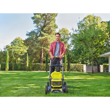 RYOBI RY18LMX46A-250 18V ONE+ bezuhlíková sekačka na trávu, se šířkou záběru 46 cm, (2 x 5,0Ah) 5133005790
