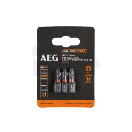 RYOBI AAK25 AEG Rázový šroubovací bit Ballistic 25mm PZ1 – 3ks 4932479170