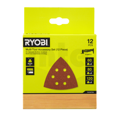 RYOBI RAKMT95 Sada brusných papírů 12ks, 5132006104
